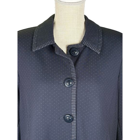 CAbi Carriage Jacket Coat 5658 Women's Large Navy Unlined Polka Dot Nautical - Picture 4 of 9
